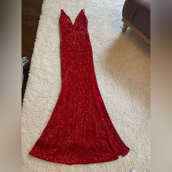 Red Sequin Maxi Dress - Picture 2 of 4
